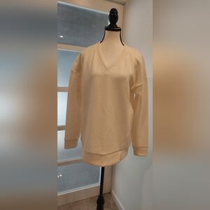 Chic Cream V-Neck Sweater for Women